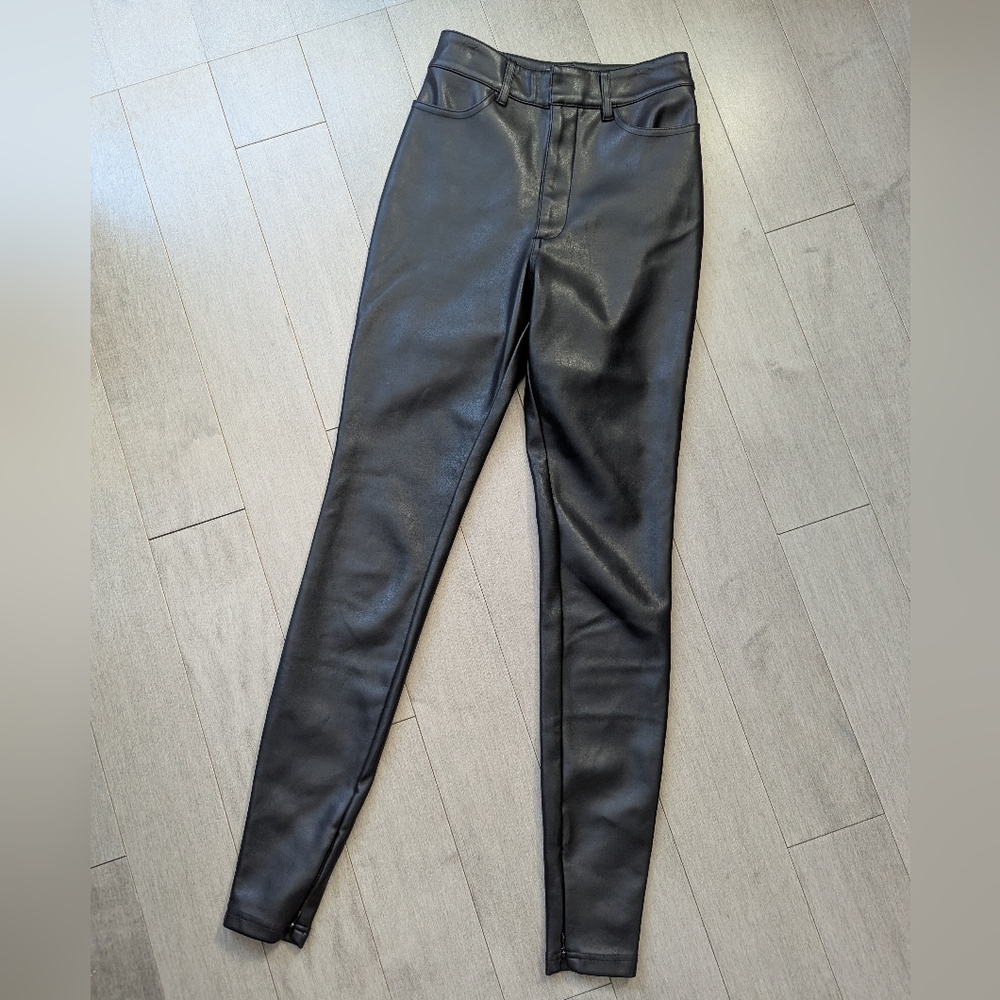 House Of CB Black Faux Leather Legging Pants High Rise Size XS *Flawed*